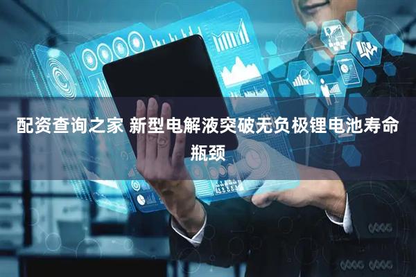 配资查询之家 新型电解液突破无负极锂电池寿命瓶颈